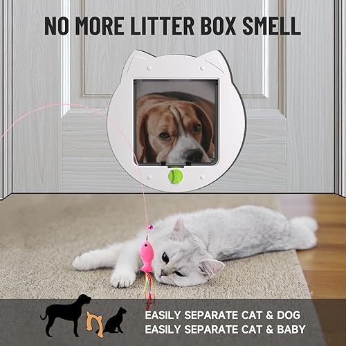 Miniatura 5 de Puerta con solapa para gatos, puerta de mascotas con bloqueo de 4 vías para puertas exteriores IInterior, puerta de gatito, interior, instalación