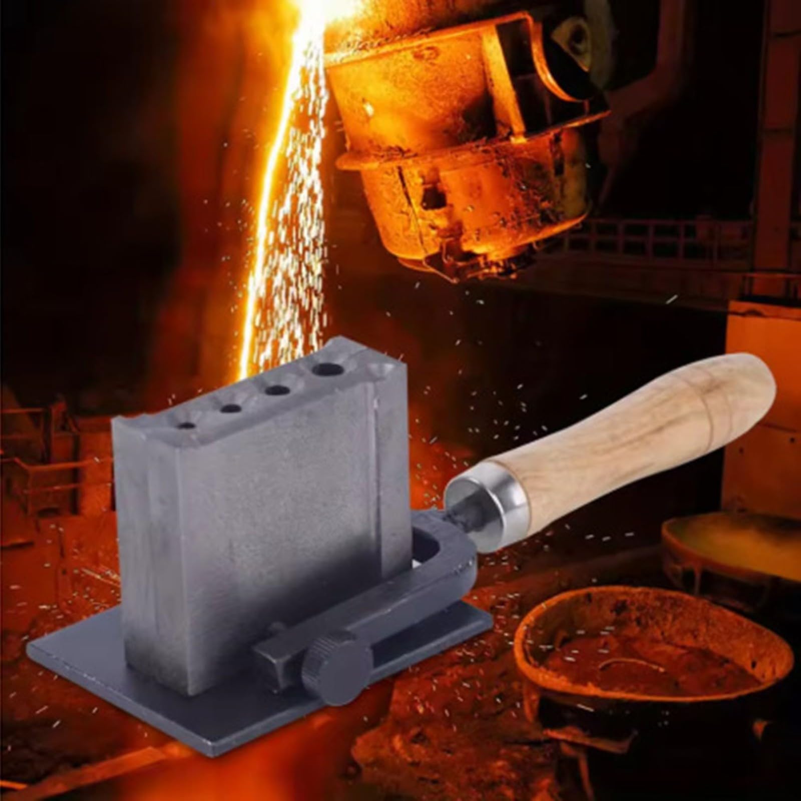 Lingot en métal réversible pour moulage en aluminium doré, argent, cuivre, aluminium, 4 tailles de cavité de 4 à 8 mm, plaque plate, outil de fabrication de bijoux, outil de raffinage 164 x 30 x 18 mm