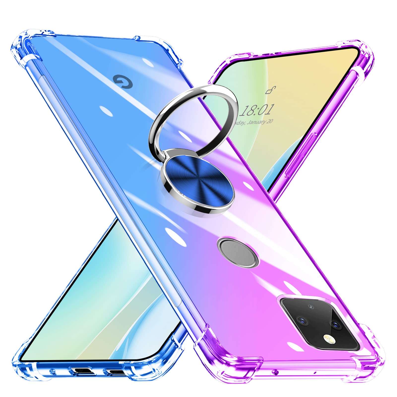 Amazon.co.jp: Google Pixel 5 ケース リング付き 透明 耐衝撃 TPU 