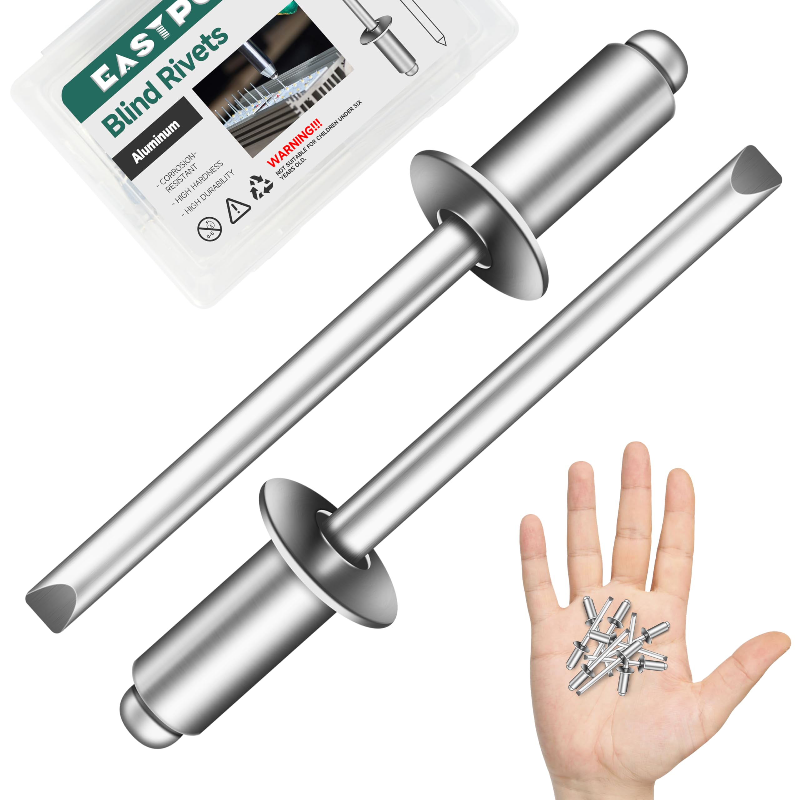 Aluminum Blind Rivets - 150 Pcs (1/4" x 1/2") -25