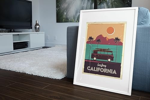 Miniatura 8 de Póster de surf California Coastline Van Surf Viajes Playa Paraíso Tropical Paraíso Mar Arte Gráfico Olas de Arena Vintage Retro Cool Wall Art Poster