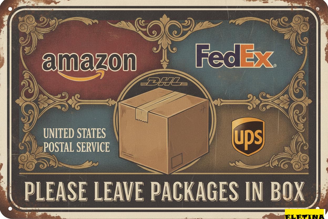 Place Packages In Box Thank You Tin Sign, 12x8 Inch