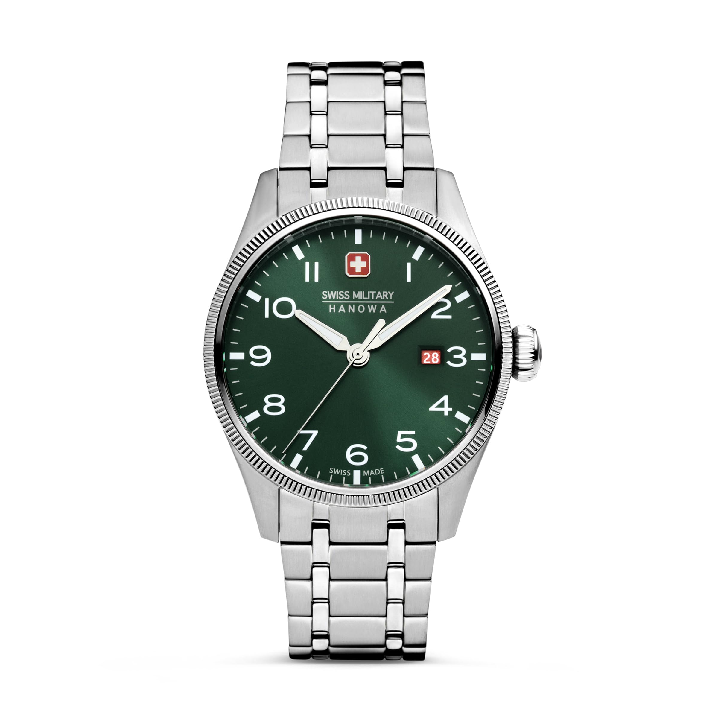 Swiss Military by Chrono Men's Analog Quartz Watch with Stainless Steel Strap SMWGH2101604, Silver, One Size, The inferred style for the Swiss Military Hanowa men's watch is 'Classic'. features a