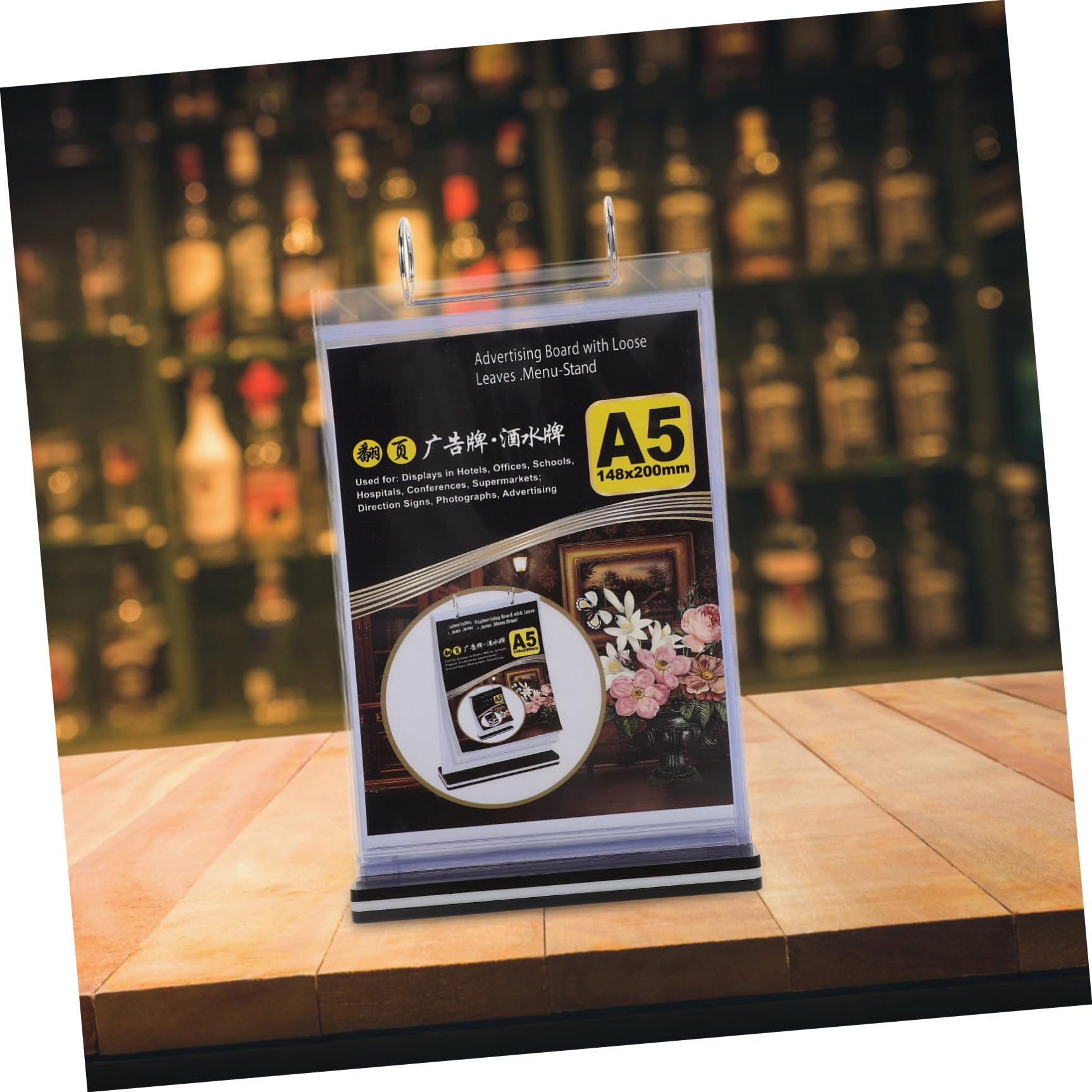 Gatuida Soporte de Menú Acrílico Transparente A5 (145x205 Mm) 2 Piezas para Mesa, Expositor de Carteles de Restaurante y Oficina, Porta Tarjetas Vertical Multifuncional para