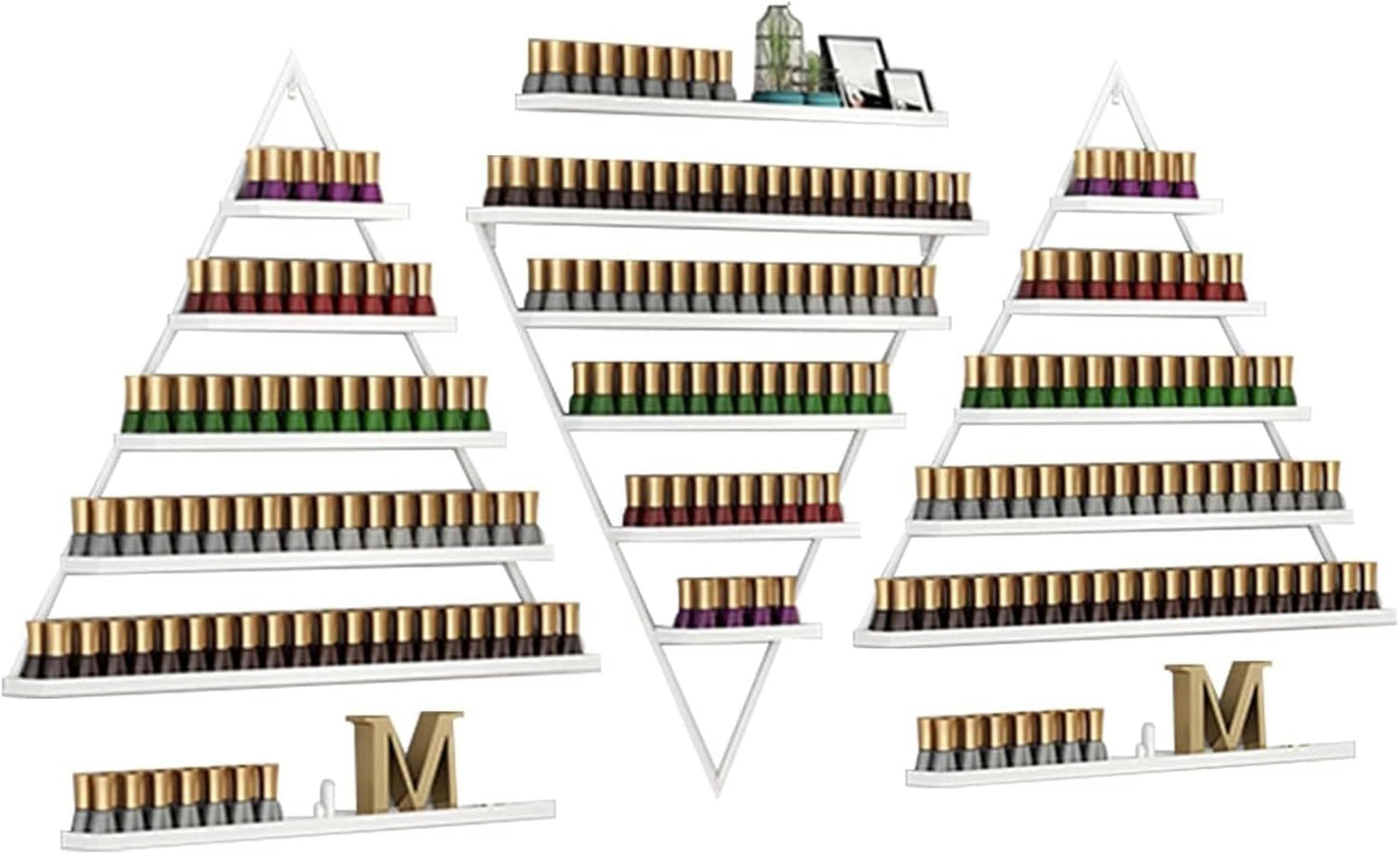Présentoir mural en métal pour vernis à ongles triangle lot de 6