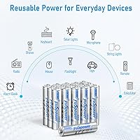 Vista 6 de Paquete de 60 pilas AAA, 10 años de vida útil, pilas AAA de 1200 mAh de 1.5 voltios LR03 alcalinas