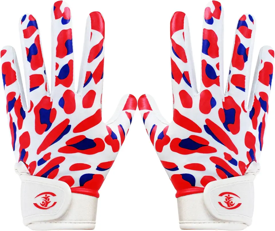 Youth Football Receiver Gloves, Kids Silicone Grip Football Gloves for Boys Girls with Super Stick