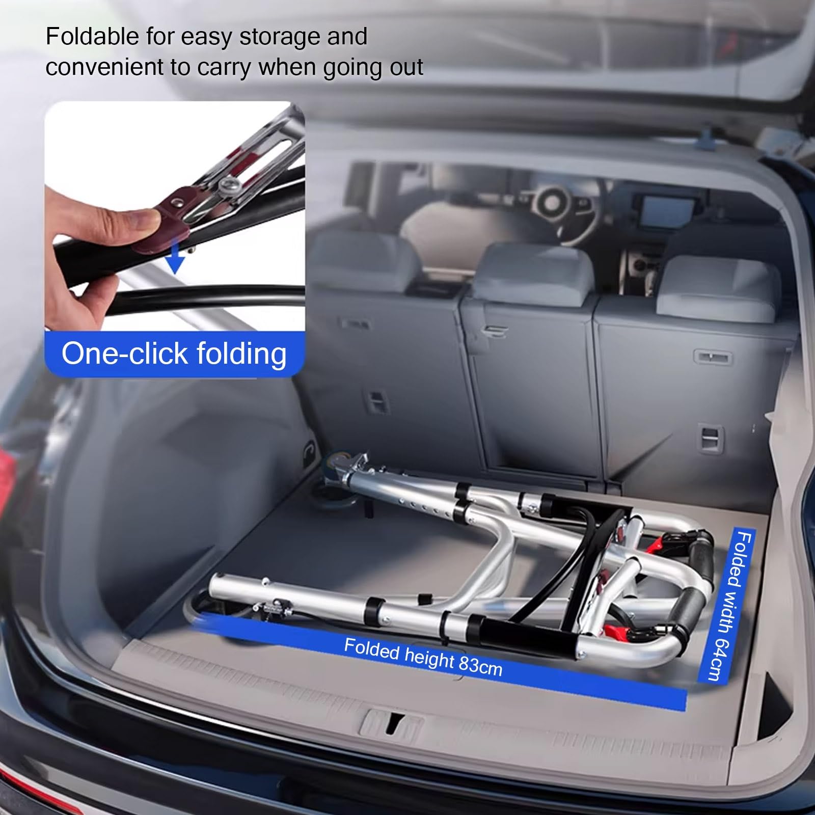 Andador Plegable Ligero con Doble Freno, Andadores de 4 Ruedas con Asiento, Andador de Movilidad de Altura Ajustable for Personas Mayores y Personas con Movilidad Reducida