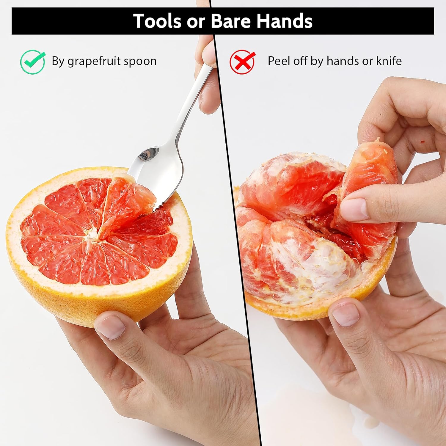 Hiware Grapefruit Spoons and Grapefruit Knife, 18/8 Stainl Steel