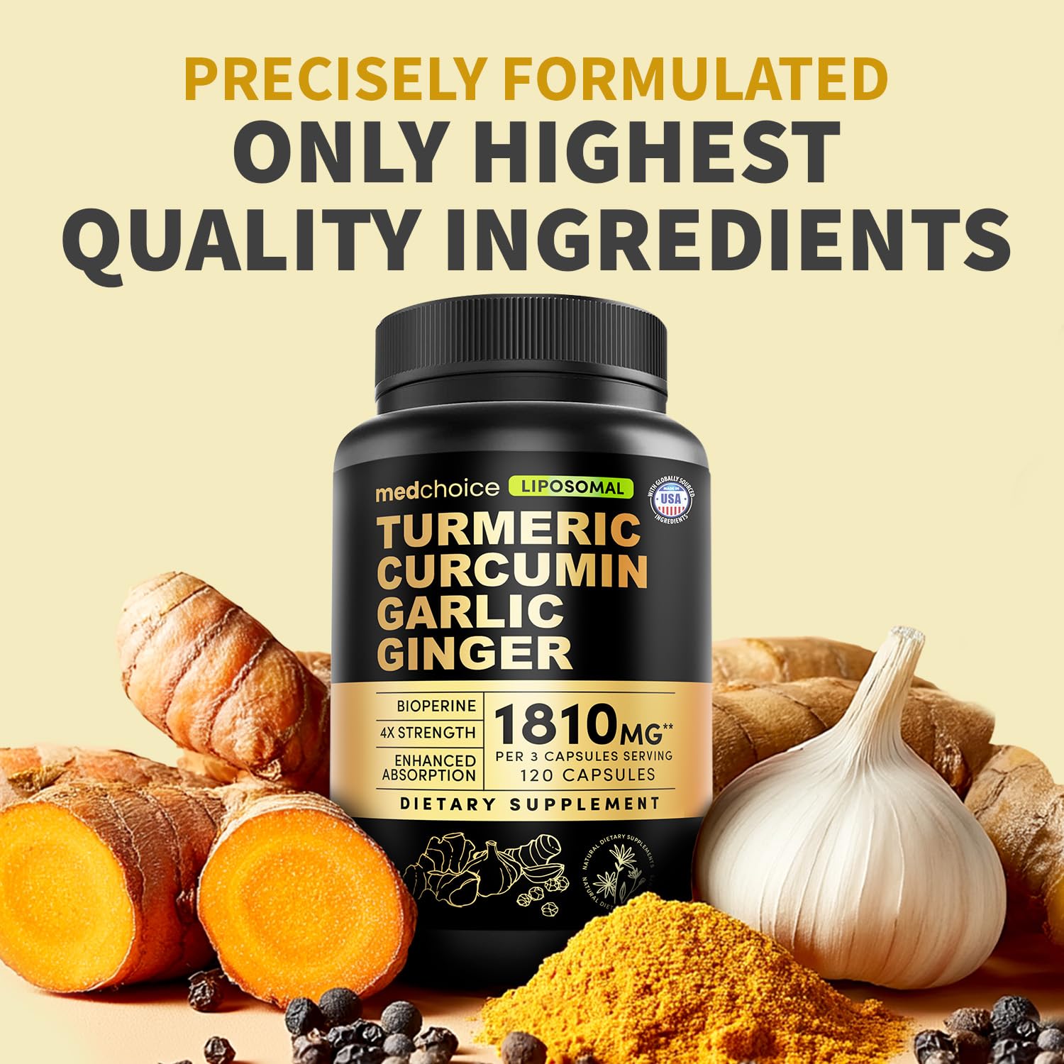 MEDCHOICE Liposomal Organic Turmeric Curcumin with Black Pepper, 120ct — Amazon image 9