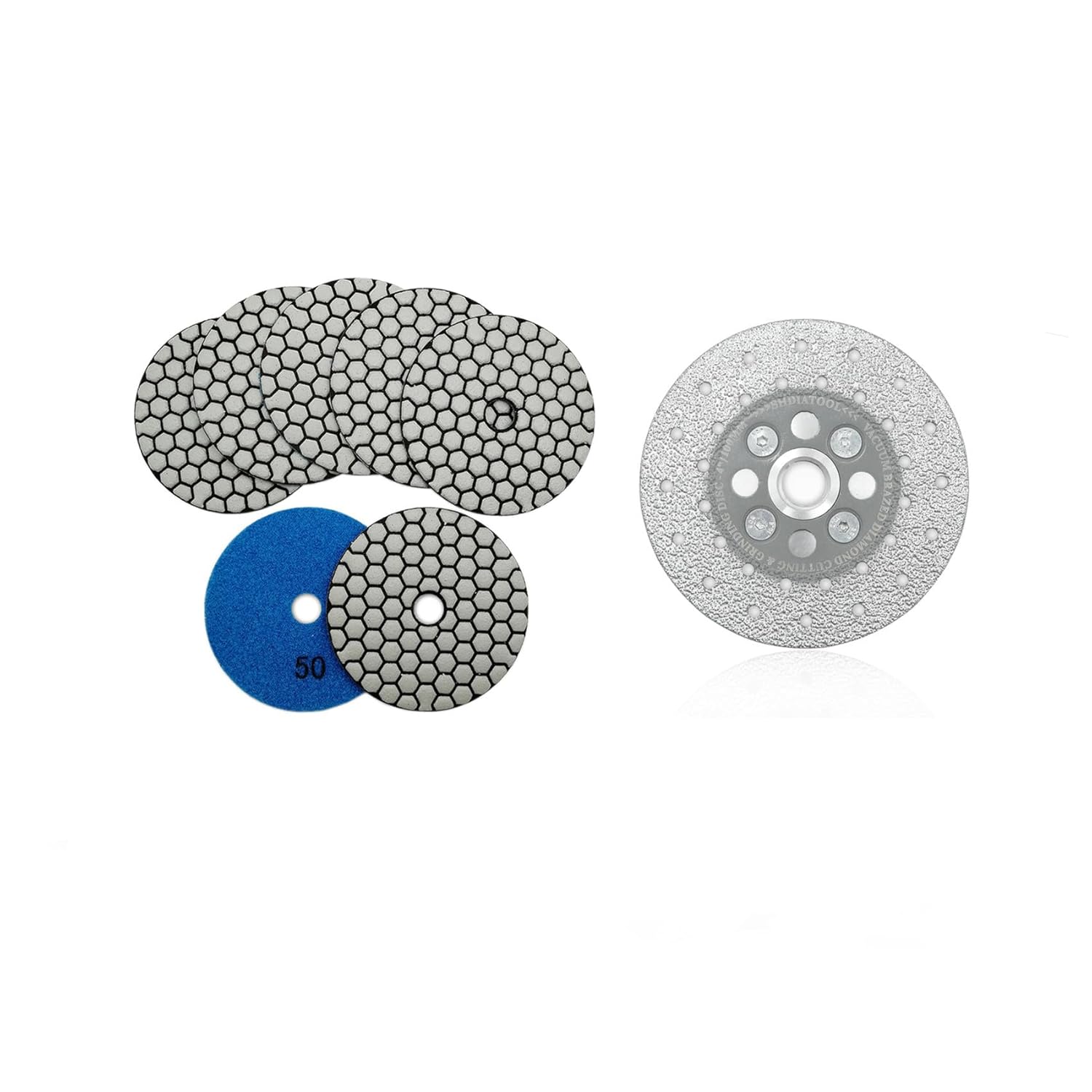 SHDIATOOL 4 Inch Dry Diamond Polishing Pads Grit 50 Diamond Sanding Pads Grinding Pads for Granite Marble Stone