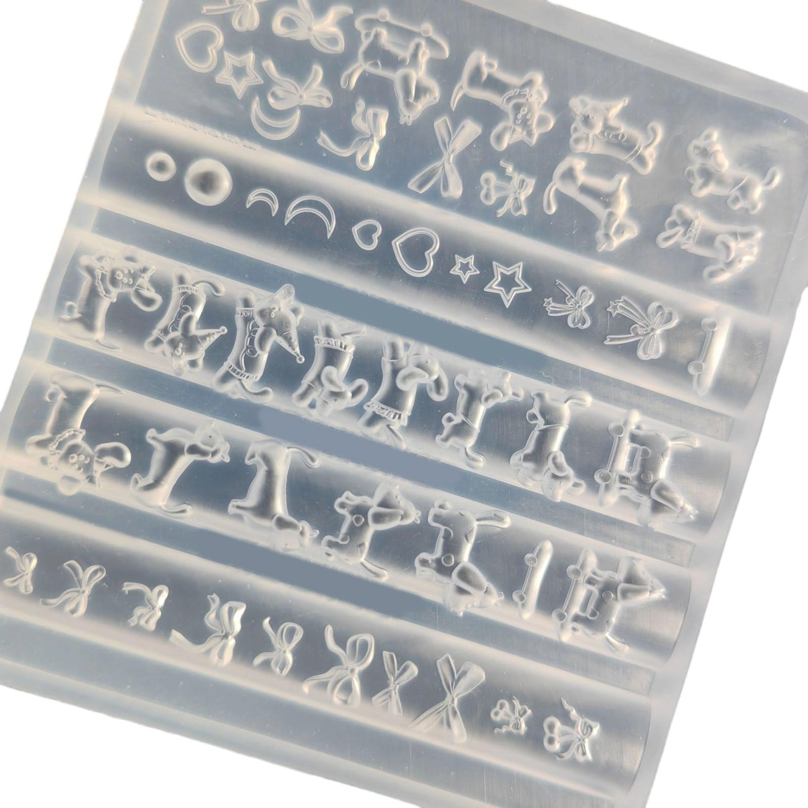 Maxtonser Nails Design Mold Nails Art Silicone Stamp Adorable Dachshund and Bowknot Patterns Silicone Crafting Tool for Decorating