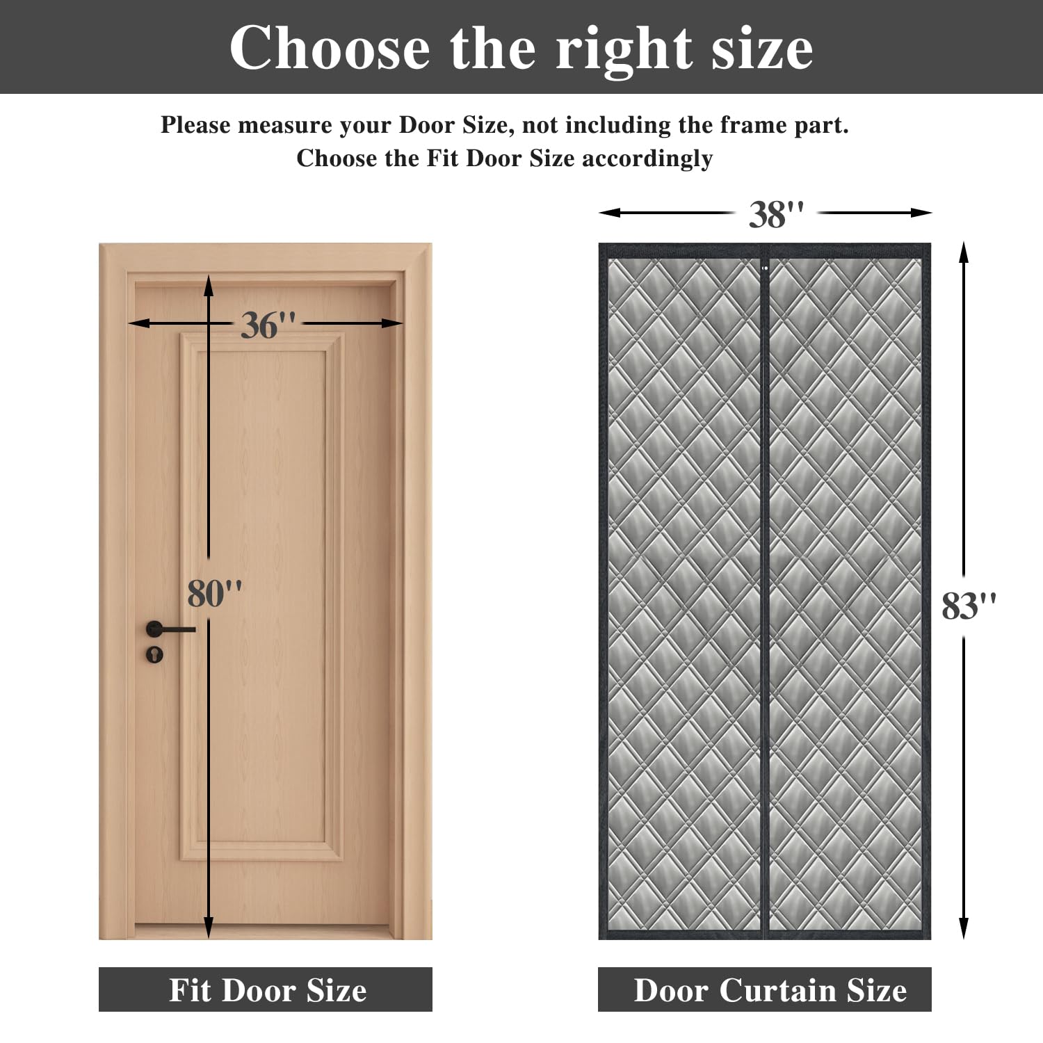 Aozzy Magnetic Thermal Insulated Door Curtain 38 * 83" 3 Layers Thickened Oxford,Cotton &Aluminium foil,Windproof & Soundproof Winter Front Door Curtain Temporary Insulation Cover,Grey - Image 4