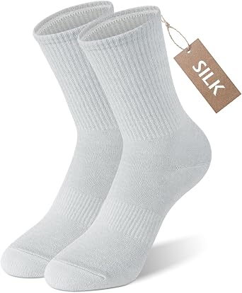 SilkDream Silk Cooling Socks for Women Light Compression Crew Socks Moisture Wicking Breathable Soft Gifts for Her