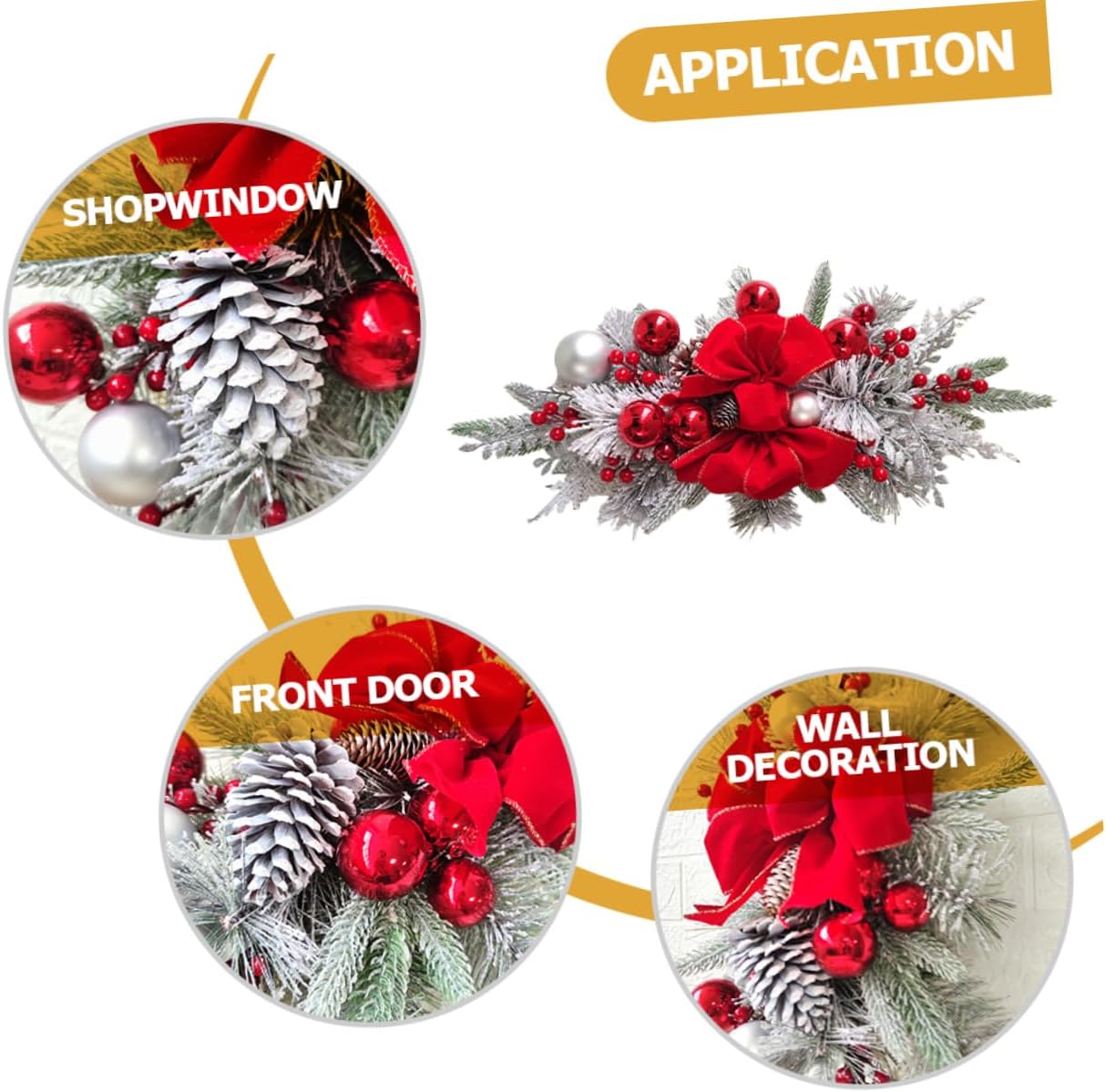 CANIGHT Stair Swag Christmas Teardrop Bow Decor Nordic Style Unlit Garland for Fireplace Window Festive Greenery for Holiday Home Decoration