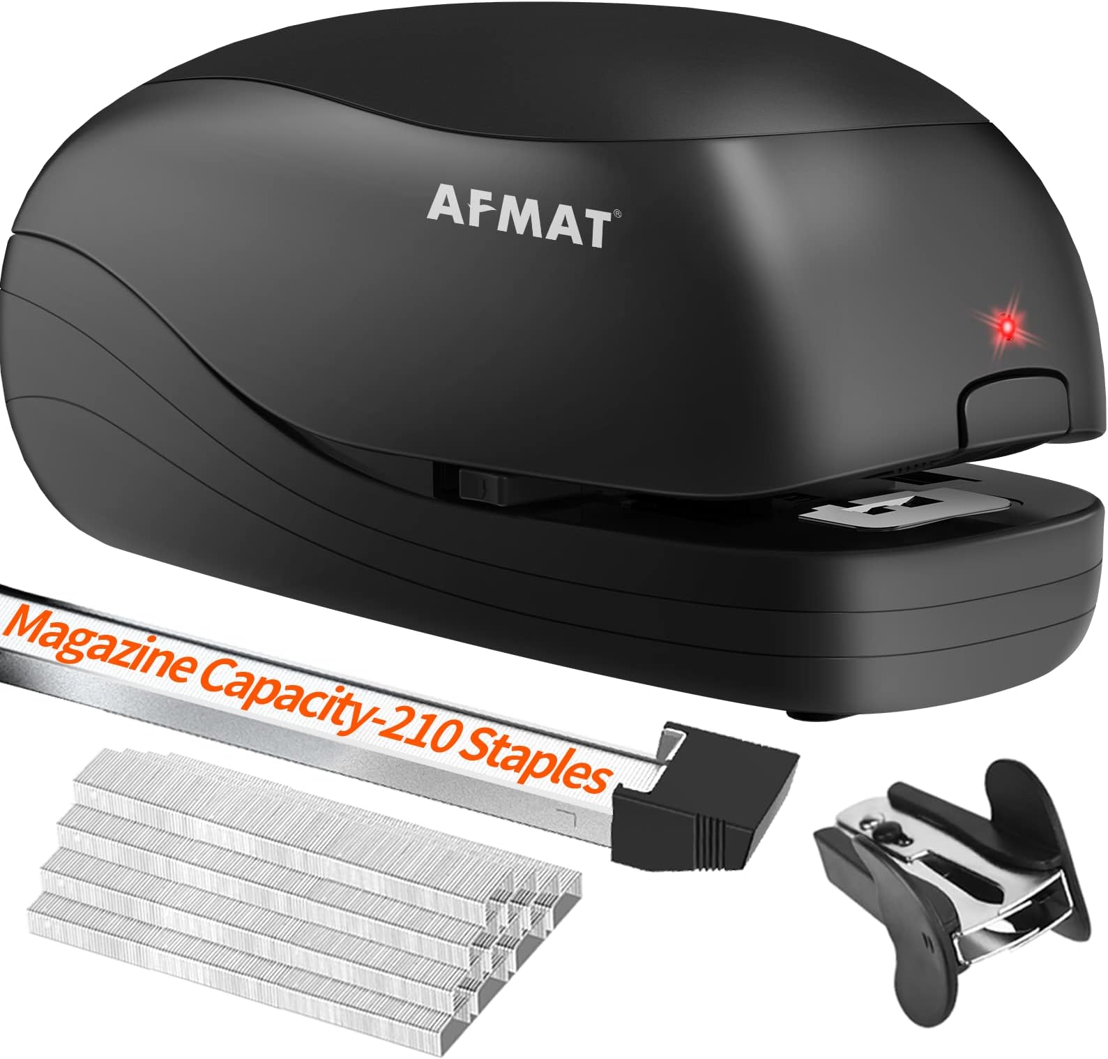 Electric Desk Stapler for Desk, Automatic Stapler, Office Stapler, Electric AC or Battery Operated Stapler, Heavy Duty Office, Reload Reminder & Release Button, 25 Capacity, Black