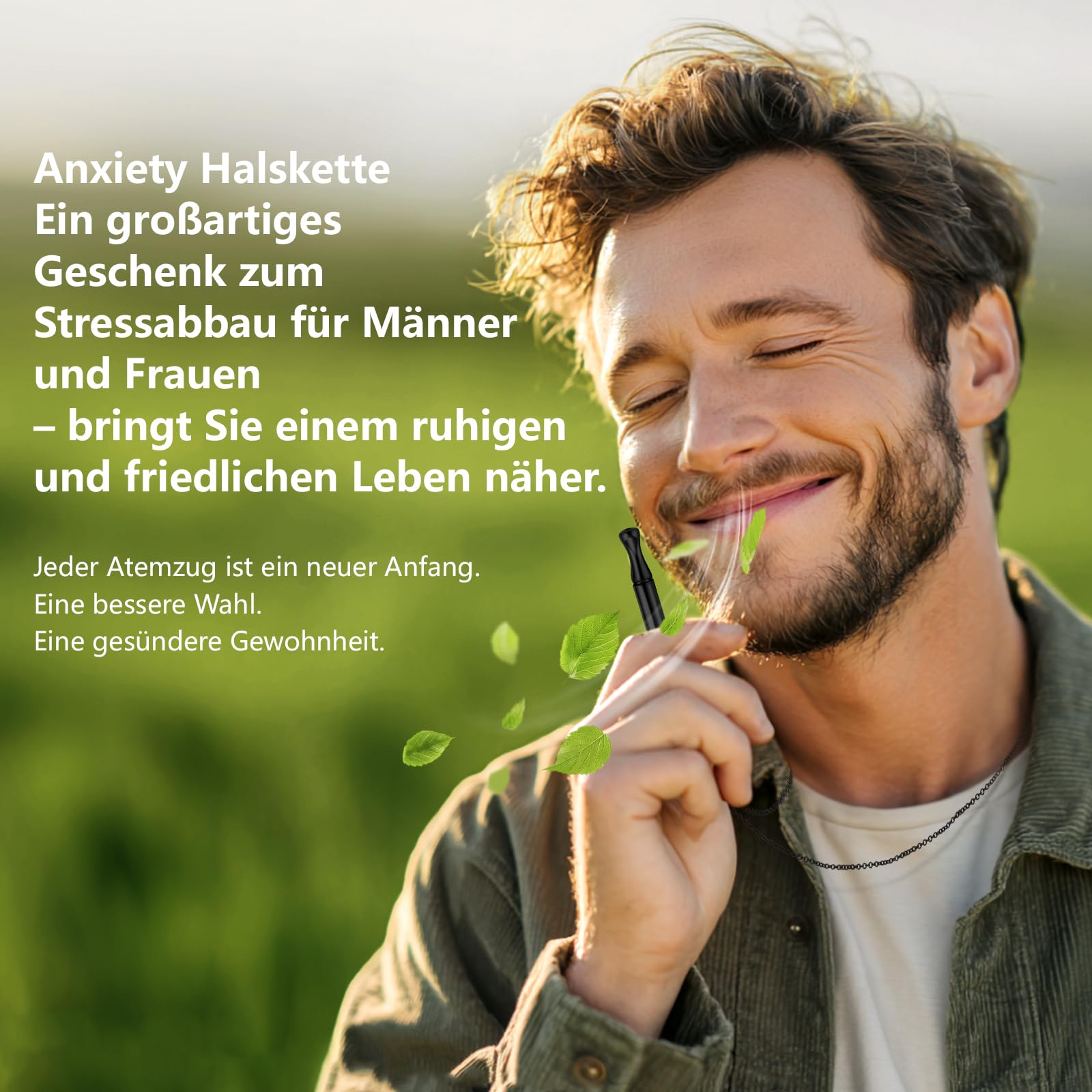J.Fée 2.0 Rauchentwöhnung Hilfsmittel mit 20 Filter, Alternatives et aides sans nicotine - Atemtraining zur Entspannung & Stressabbau - Edelstahl Kette Atmung mit Luftwiderstand-Schwarz