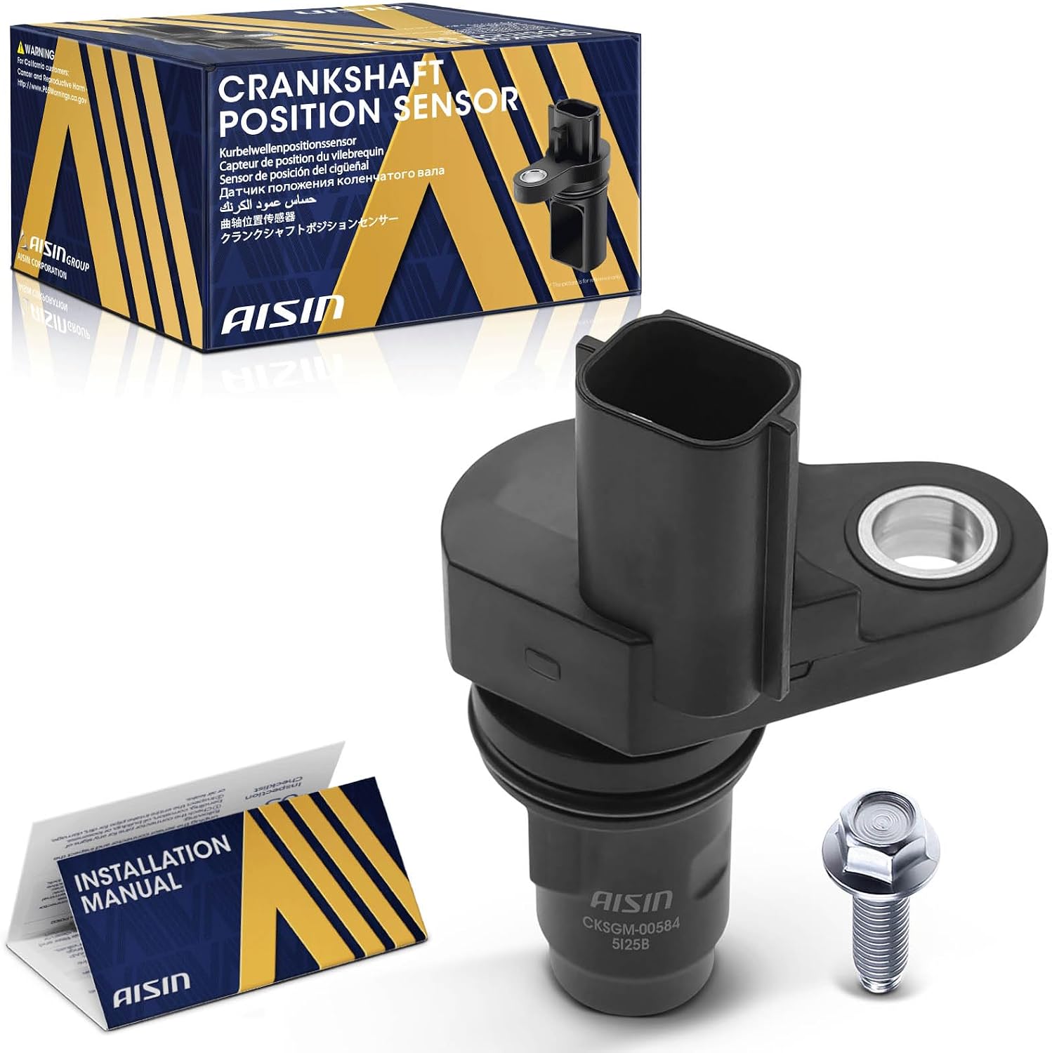 AISIN AFTERMARKET CKSGM-00584 Engine Crankshaft Position Sensor - Compatible with Chevrolet Equinox GMC Terrain 2010-2017, Malibu 2007-2014, Buick LaCrosse 2010-2016, Regal 2011-2017, Verano 2012-2017