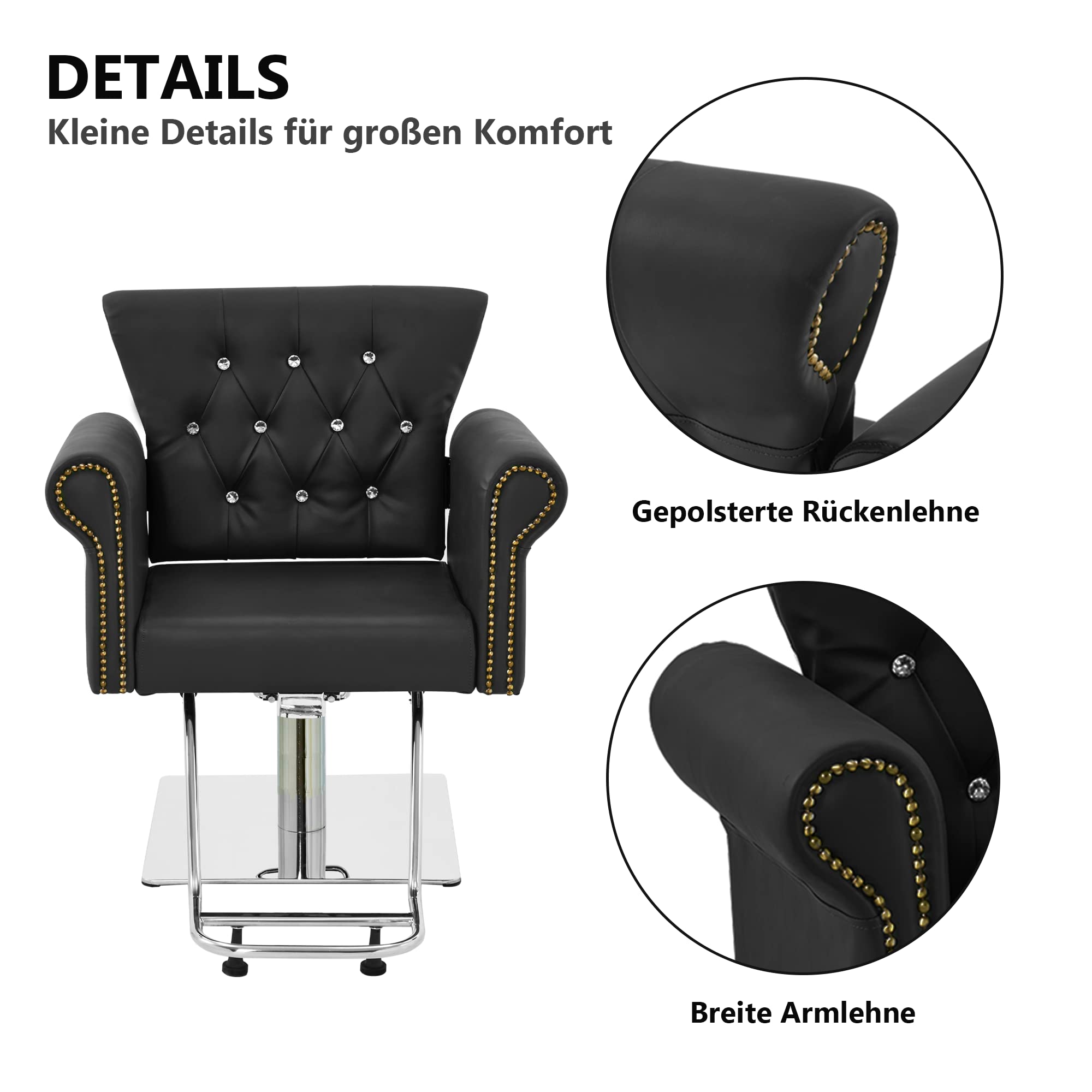 IBOWZ Friseurstuhl Friseursessel Salon Barber Chair, 360 Grad drehbarer Friseurstuhl, hydraulischer Rasier-Styling-Stuhl aus Leder für Beauty Spa