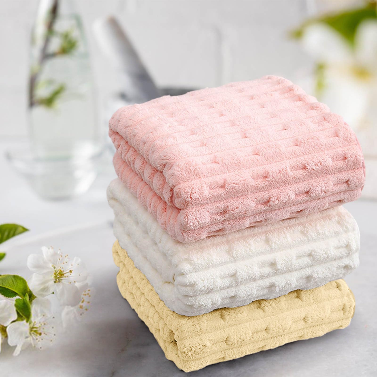 3 Pack Microfiber Bath Towel Set - Quick Drying - Microfiber Velvet Highly Absorbent Towels - Multipurpose Use