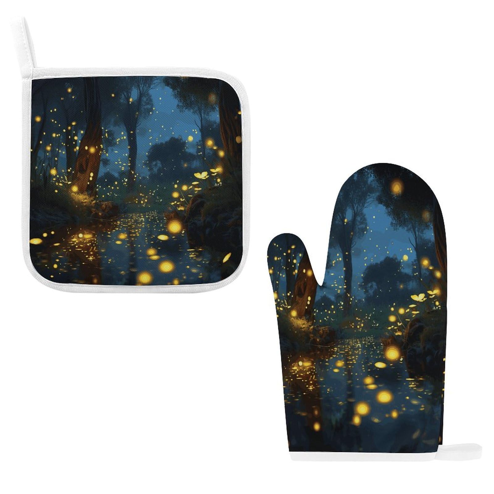 Fodpand Style Fireflies Oven Mitts And Pot Holders Sets