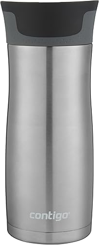 Miniatura 122 de Contigo Autoseal West Loop - Taza de viaje de acero inoxidable con aislamiento de vacío (16 oz, acero inoxidable/azul Mónaco, 2 unidades)