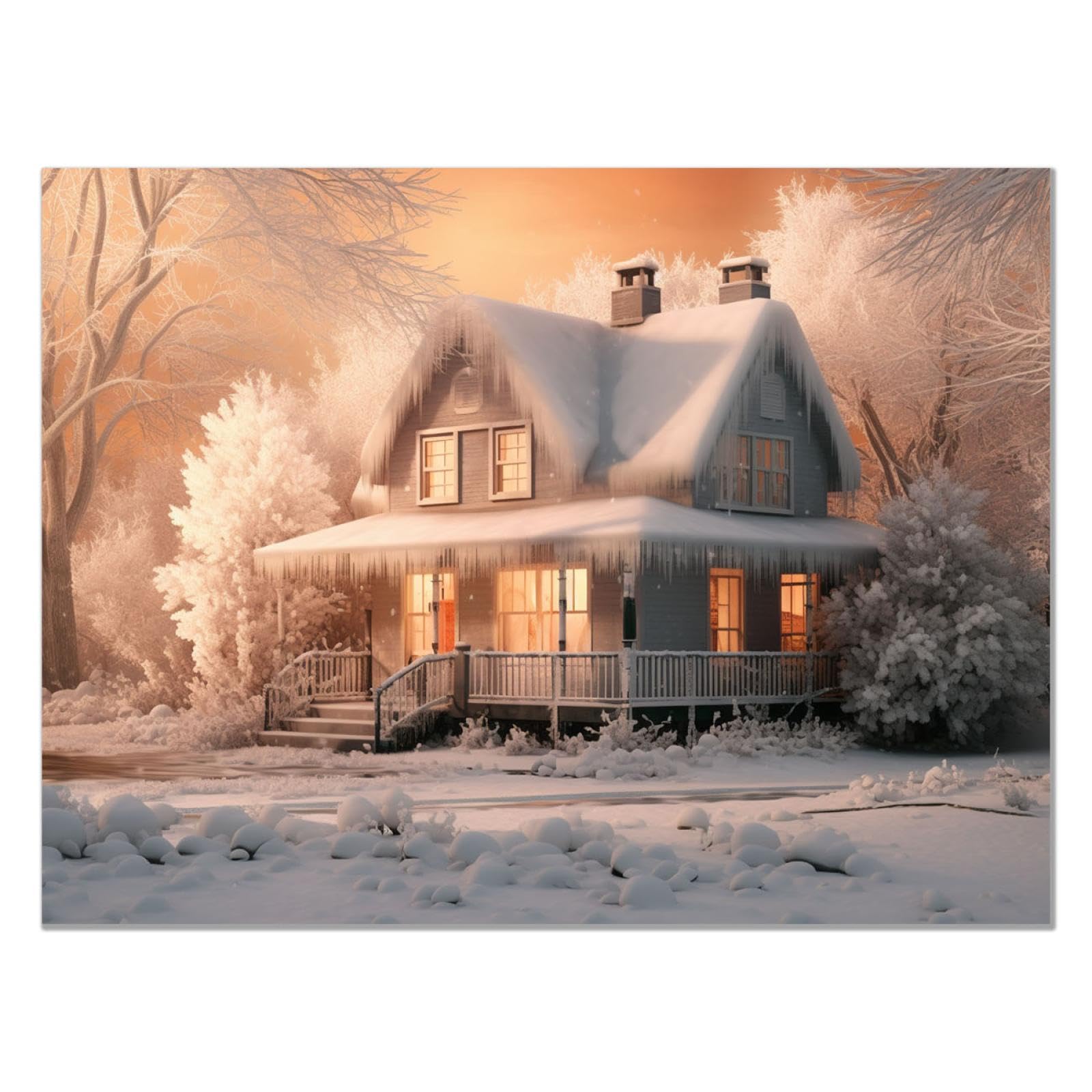 JOSUE Winter Snow Landscape Wall Art Prints, Nature Forest Sunset White,grey Large Aesthetic Posters Room Decor For Gallery Living Room Bedroom Bathroom Art Decor -40x60cm Unframed — image 1