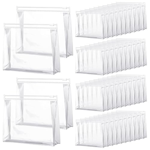 Xuniea 50 Pcs Mini Clear Makeup Bag Small Clear Zipper Pouch Travel Plastic Cosmetic Organizer Waterproof for Toiletries Swimsuit Bikini Bathing Suit(7.9'',Transparent) - Transparent - 7.87 x 5.91 x 1.97 In