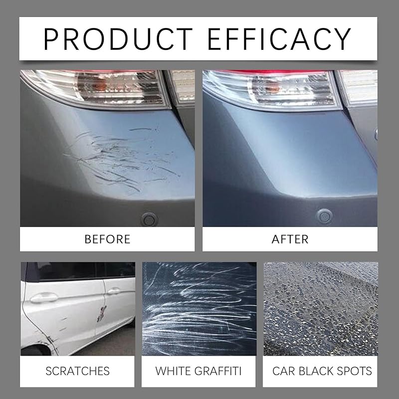 Car Scratch Remover Wax, Universal Premium Polishing Compound for Deep Scratches, 4 fl oz (120 ML), with Sponge and Cloth,White,Scratch Removal Wax