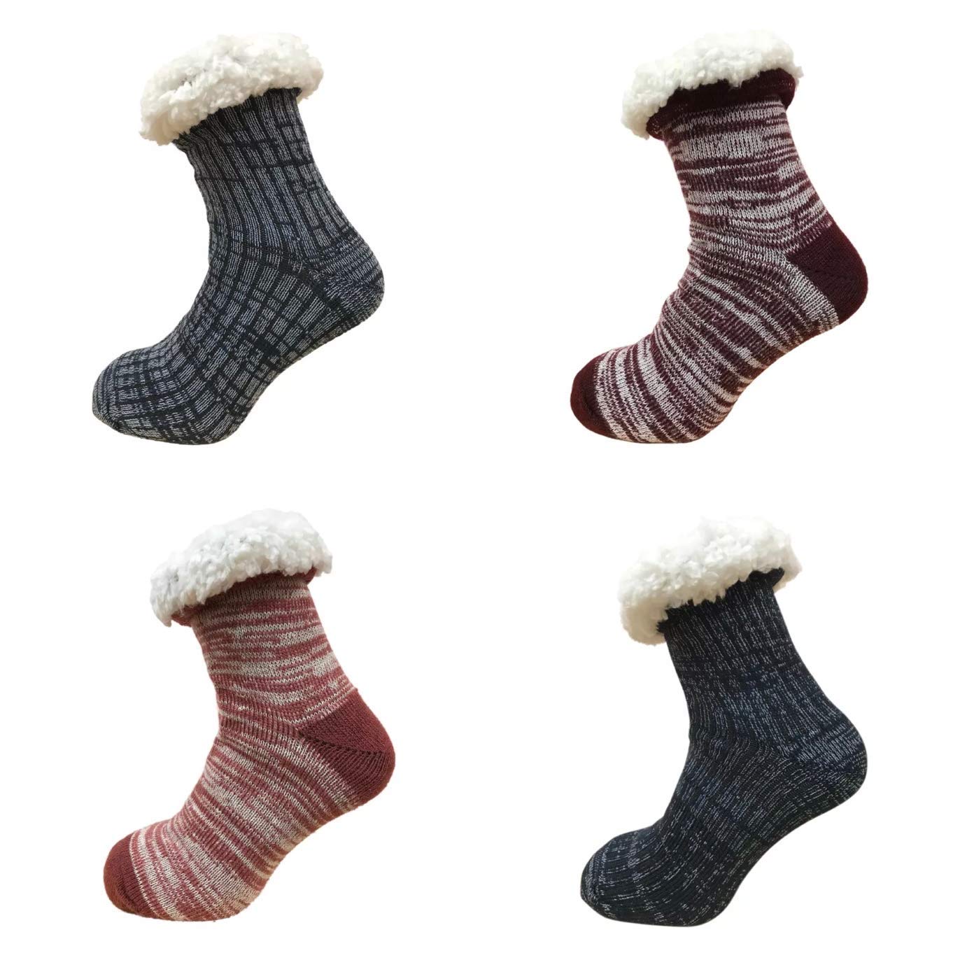 Warmland Men's Multicolor 3 Pairs Of Or Ladies Thermal Extreme Hot Winter Warm Thick Socks 4.7 Tog With Sherpa Fleece Lining (6-11 Design 48)