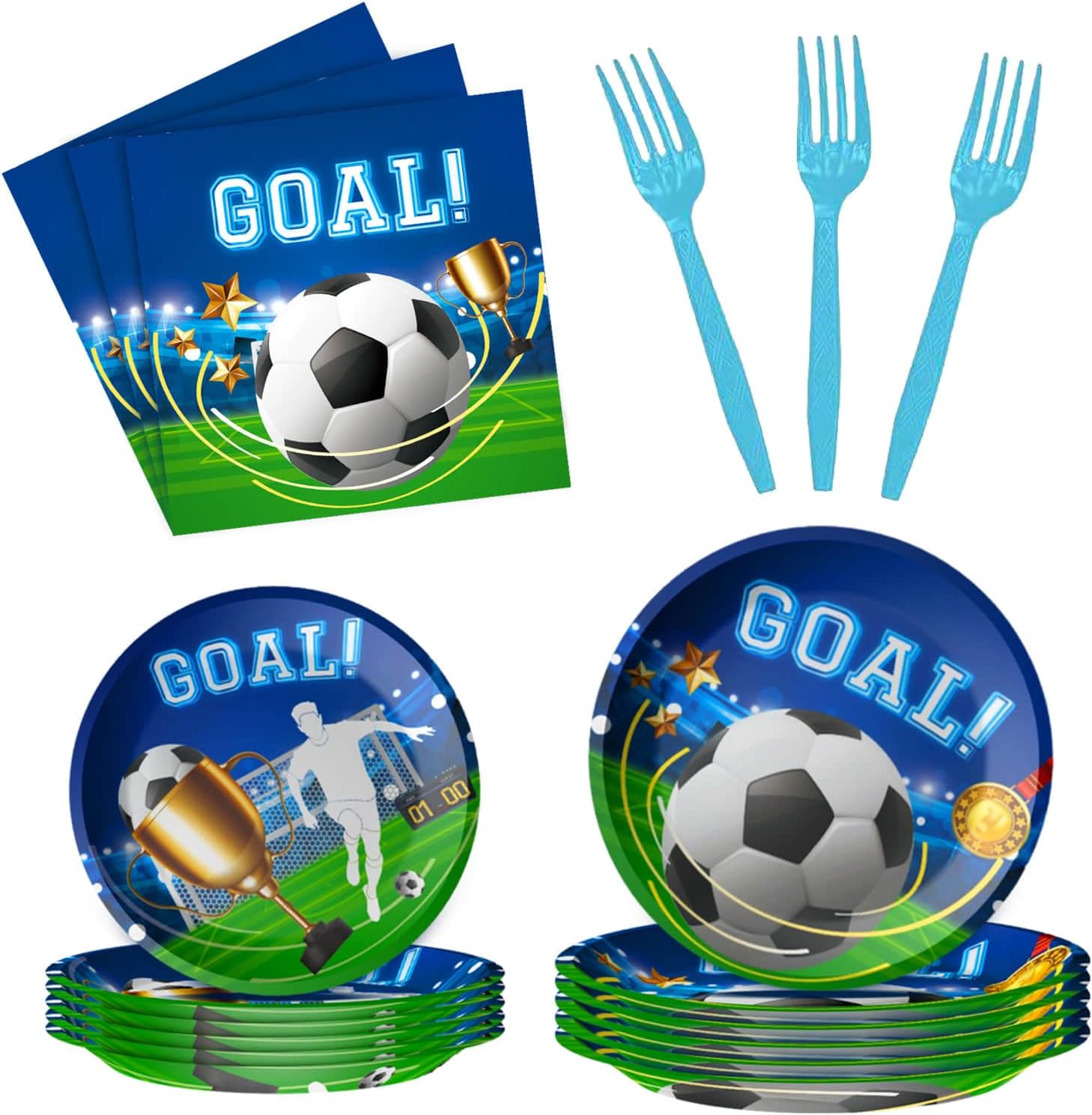 Soccer Plates and Napkins Soccer Party Supplies Soccer Birthday Party Decorations for Sports Theme Birthday Decorations, Serve 24