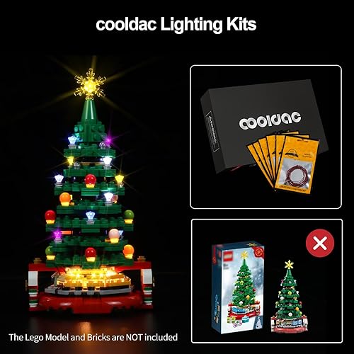 Miniatura 6 de cooldac Kit de luces para árbol de Navidad Lego 40338 Creator, kit de iluminación compatible con Lego 40338 sin modelo de bloque de construcción,