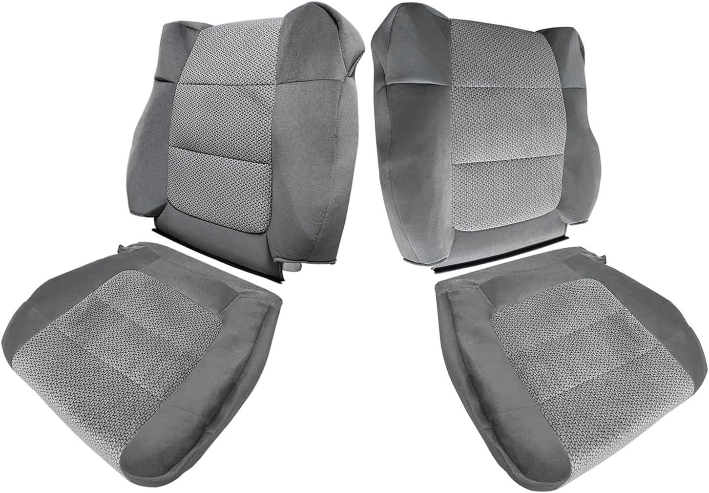 Driver Passenger Side Bottom & Top Lean Back Cloth Seat Cover Replacement Gray Fits for Ford F-150 XLT SuperCrew-Cab 2002-2003