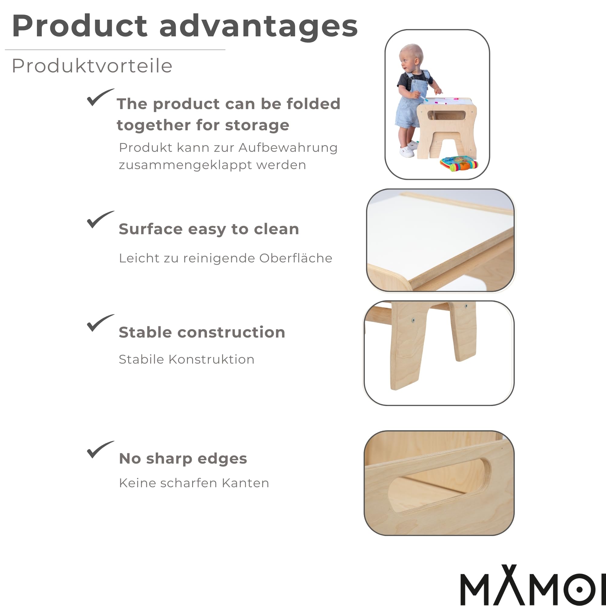 MAMOI Muebles con estilo para habitación infantil: mesa infantil con sillas – mesa de escritorio conjunto de sillas para niños – silla infantil.