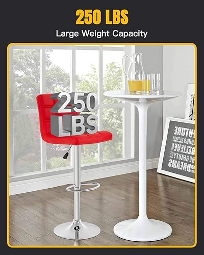 Miniatura 4 de BestOffice Taburete de bar moderno, juego de 2 taburetes de bar de altura ajustable, taburete giratorio de piel sintética, sillas de bar hidráulicas