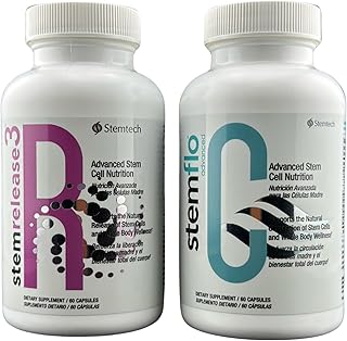 StemRelease3 & StemFlo Combo Pack | Supports Stem Cell Renewal, Circulation, Detox & Cardiovascular Health | with SE3, Fucoidan, Curcumin, AFA Extract & Enzymes | 30 Servings