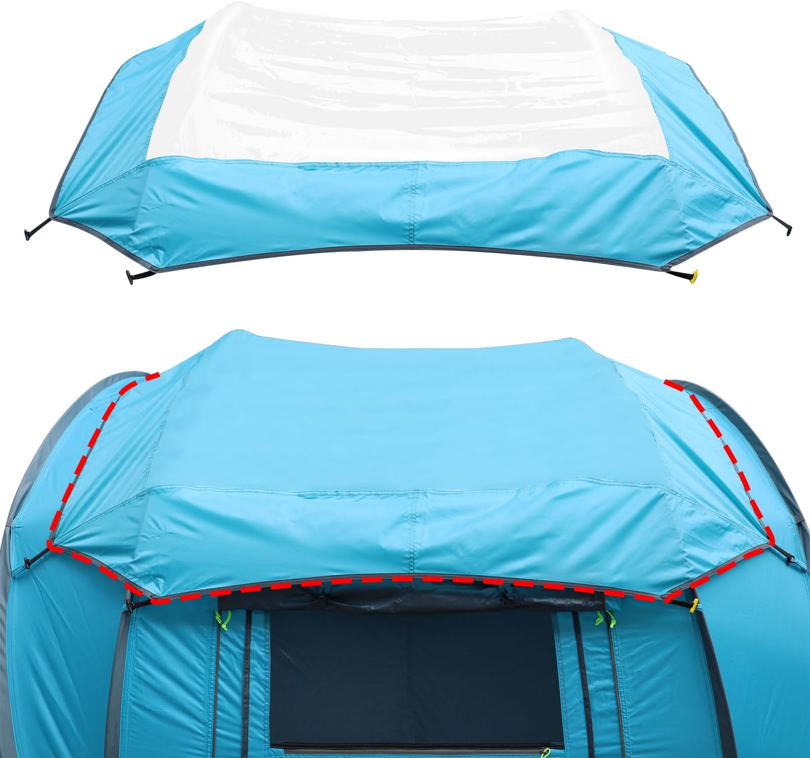 Transparent Tent Tarp Replacement for Ayamaya 4 Person Pop up Tent,Clear Part of Camping Rain Tarp Over Tent 3.7 * 3.4ft,Wide Field of View in Rainy Days/Moonlit Night/Stargazing/Beach/Camping