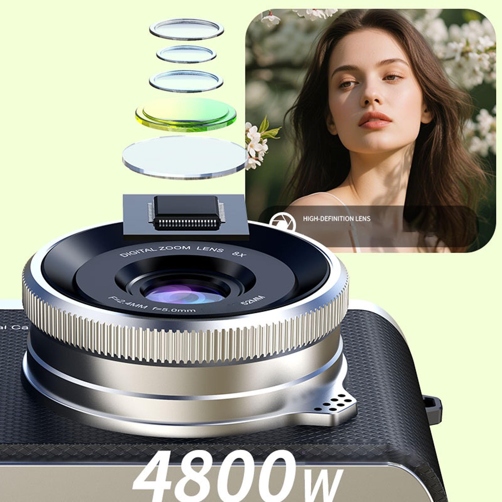 Sxhlseller Cámara Digital de 48MP 1080P, Cámara de Vlogging Compacta con Zoom Digital de 8X y Enfoque Automático, Pantalla Abatible de 2,4 Pulgadas, de Youtube para Principiantes en (Black)