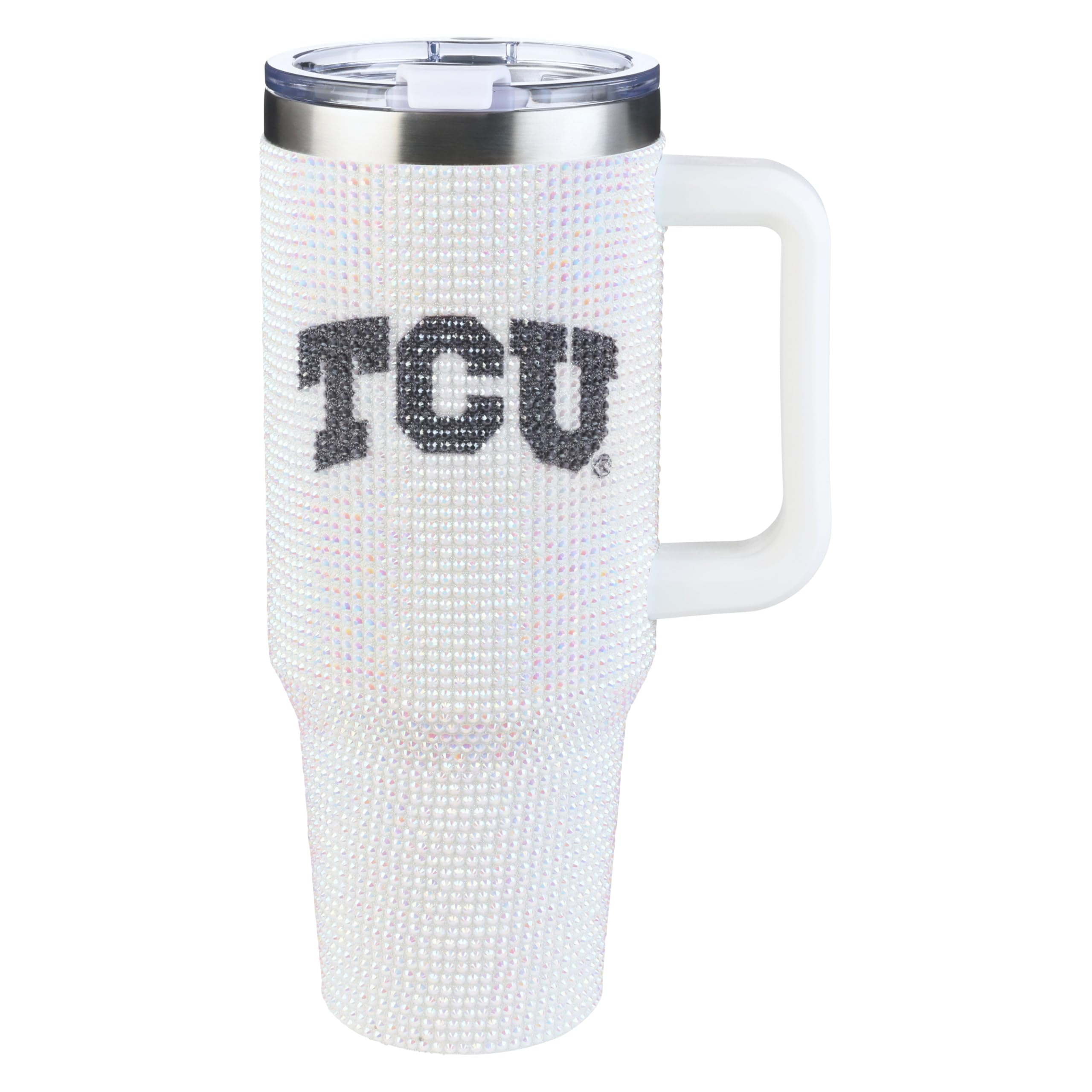 The Memory Company Officially Licensed 40oz White Bling Game Day Tumbler, Texas Christian University