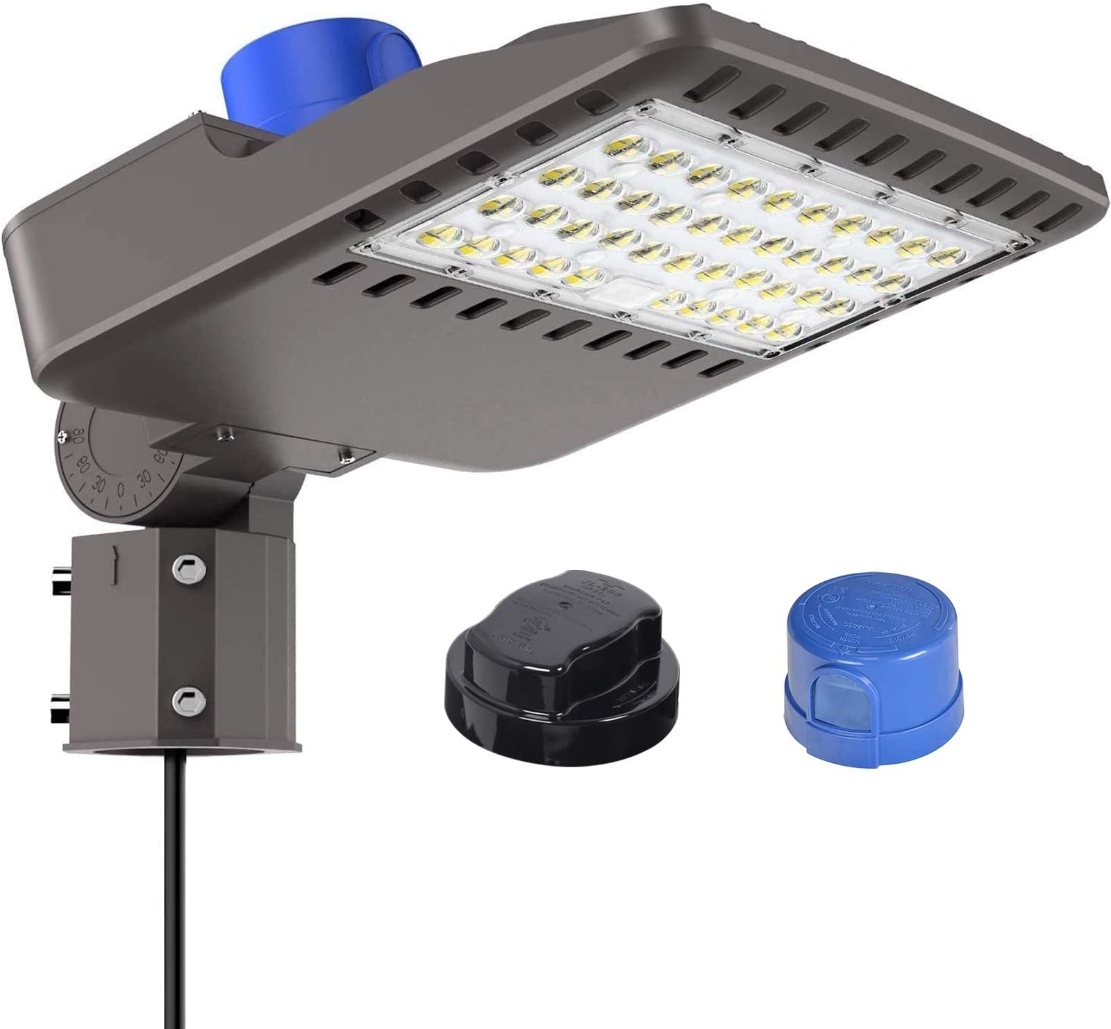 150W Outdoor Parking Lot Lighting, LED Street Light 22,500LM Super Bright 5000K Daylight White AC100-277V with Dusk to Dawn Photocell Replaces 1500W Halide Slip Fit Mount Shoebox Pole Light