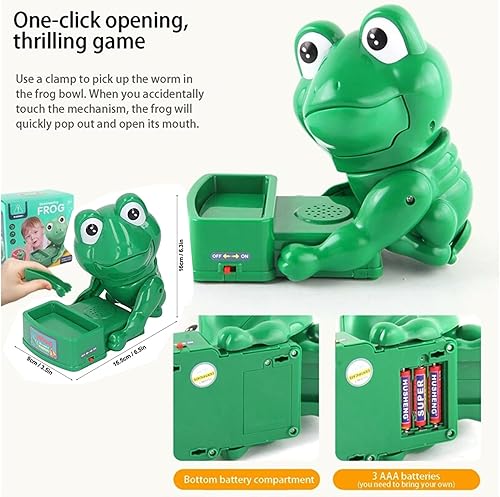 Miniatura 7 de BINGONE Rana mordida complicada, juguete para morder el dedo de rana complicada, extraño y divertido juguete de ranas mordedoras de huesos, juguetes