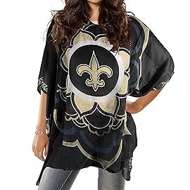 Littlearth New Orleans Saints NFL Sheer Caftan with Flower Design