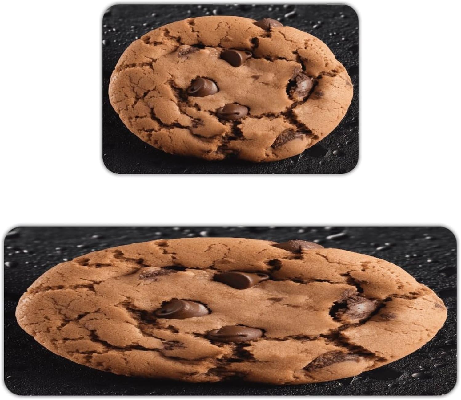 Chocolate Cookie Kitchen Mat Set of 2 Ergonomic Comfort Velvet Rugs Cushioned Anti-Fatigue Non-Slip Standing Mats Thick Kitchen Floor Mat Carpet Runner Rugs 16"×24"+17"×47"