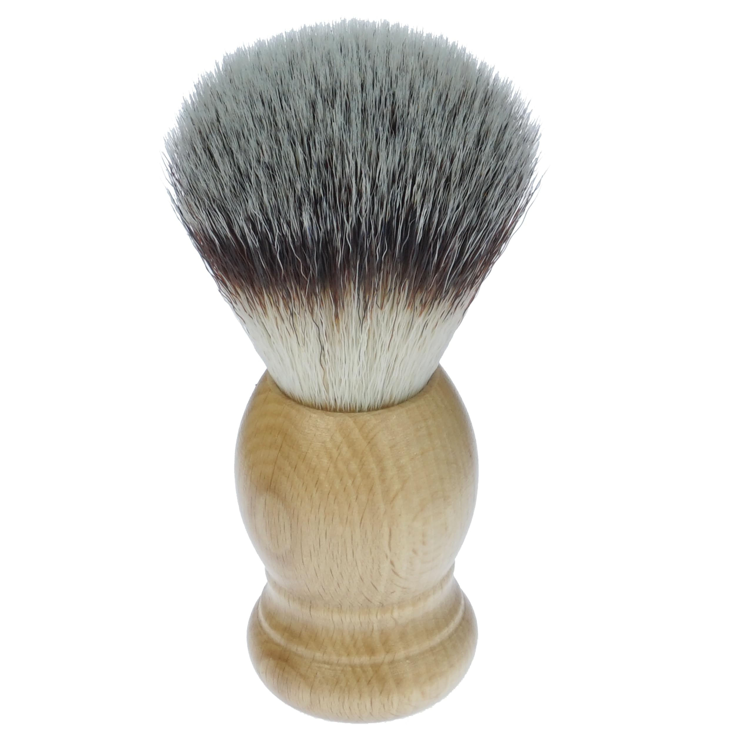 Pennello da barba in setole sintetiche: pennello da barba vegane con manico in legno di faggio chiaro, pennello da barba vegano, pennello da barba sintetico