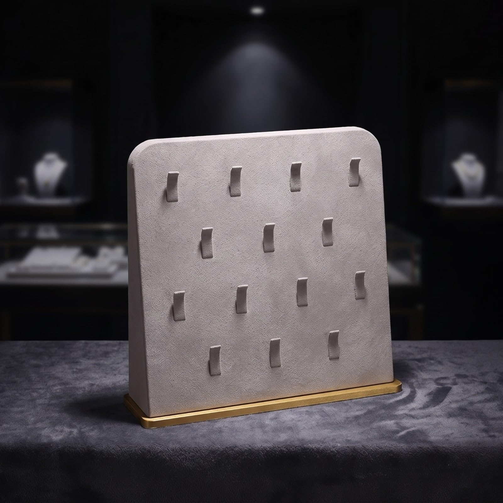 Espositore con Base in Metallo | Elegante, Salvaspazio, gioielli, per Boutique, Grigio, 28 Slot