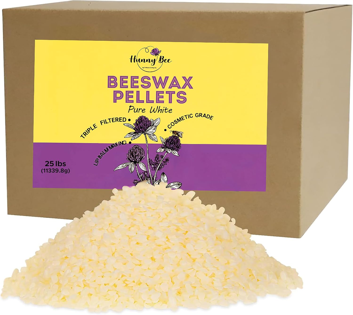 Trifecta Living Co.'s Beeswax Pellets 50LB - Bees Wax Perfect for DIY Candles, Skincare, and More! Discover The Creative Possibilities with Our Versatile Beeswax Pellets (White, 50 LB)