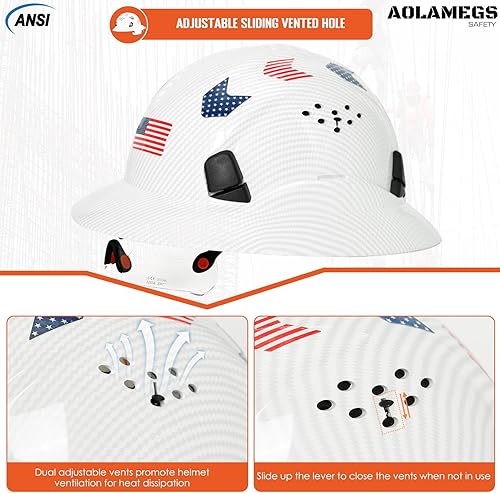 Vista 13 de Carbon Fiber Pattern Full Brim Hard Hat with Visor-OSHA Approved Construction Safety Helmet for Men Women,ANSI Z89.1 Vented Reflective Hardhat with