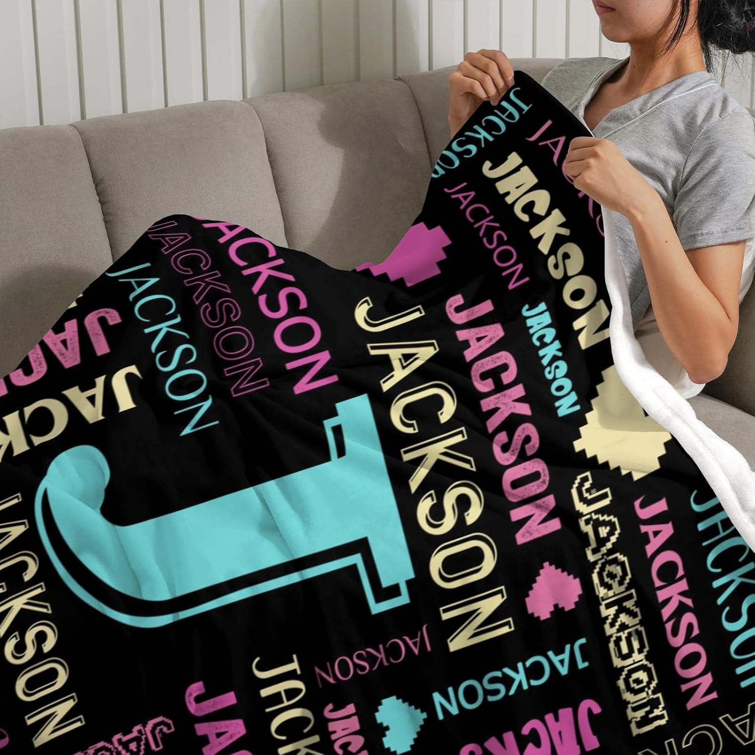 Personalized Name Blanket for Kids Adults,Custom Blanket with Name, Customized Baby Blanket for Girls Boys,Soft Name Blanket for Birthday Christmas Day