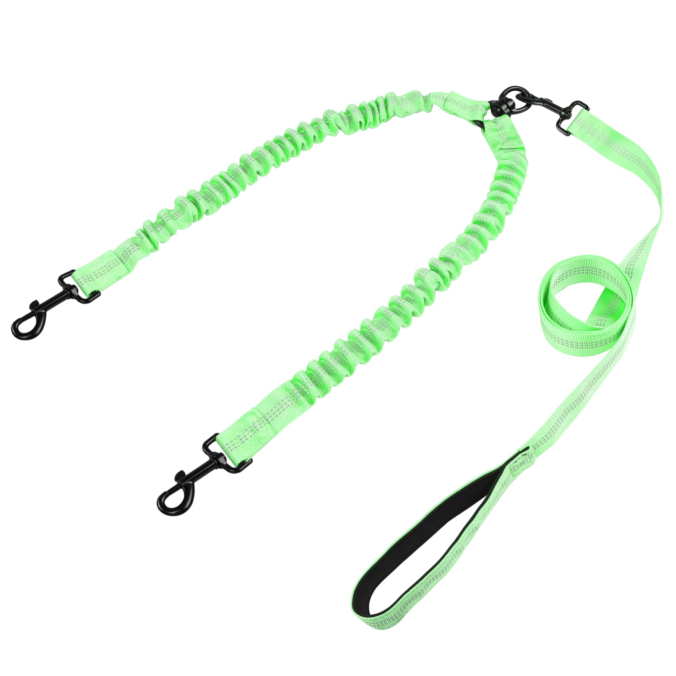 Laisse double pour 2 chiens YAODHAOD en nylon tressé vert haute résistance