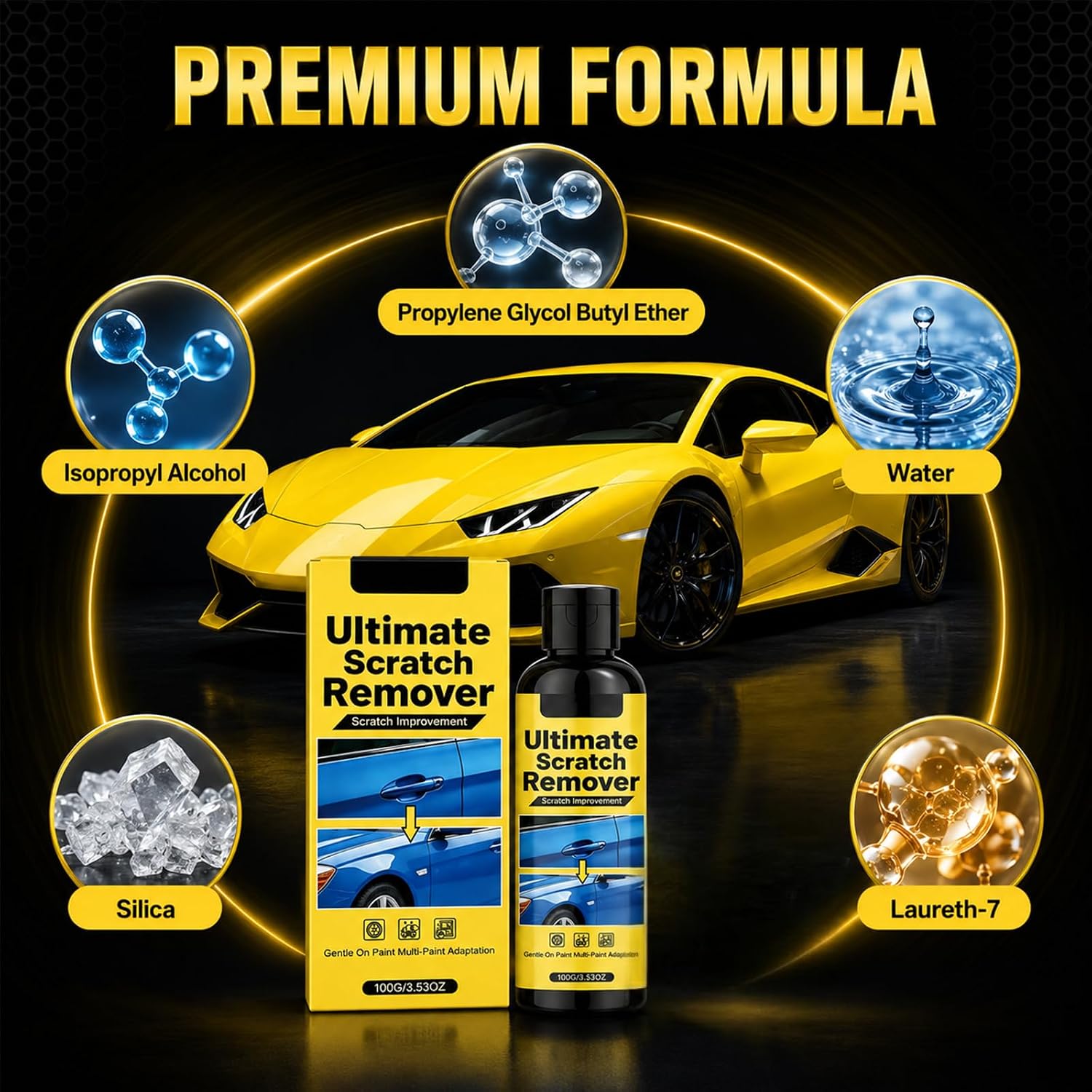2Set Car Scratch Remover,Scratch Remover,Quick Fix Removal Paste for Deep Scratches,Car Scratchs Repair Paste Deep Scratch,All Paint Colors Polishing Kit (6*Nano-Cloth+2*Sponge)